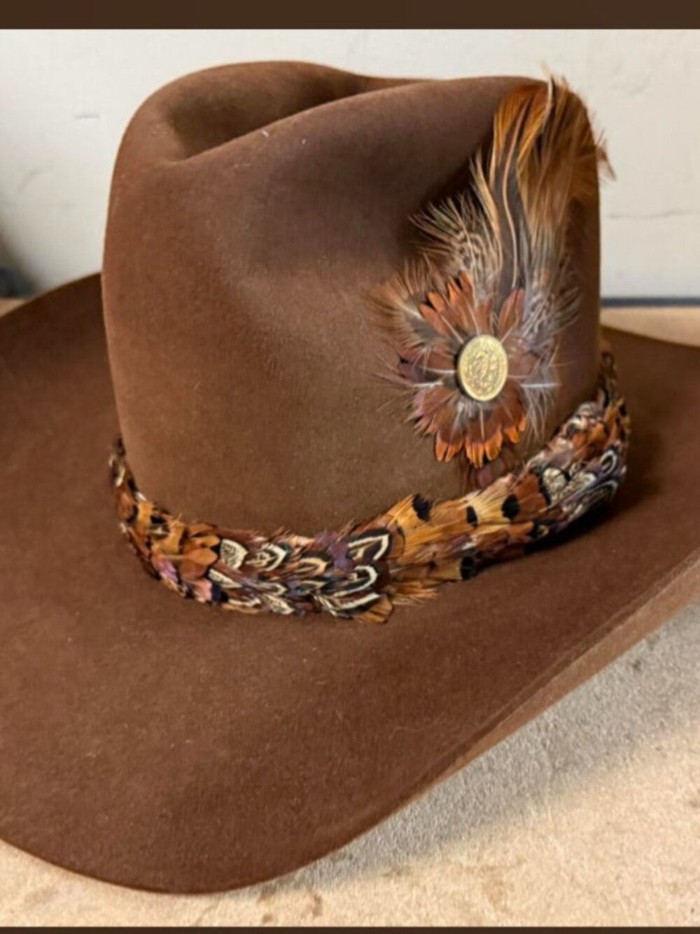 🤠 Bailey Hats Cowboy Hat with Feathers – Size 7, Original Box (Diamond G Ranch)